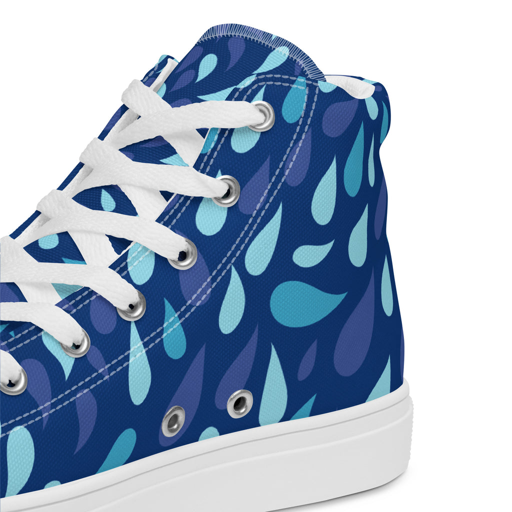Blue Raindrop - Men’s high top canvas shoes Mens High Top Shoes Printed Offshore