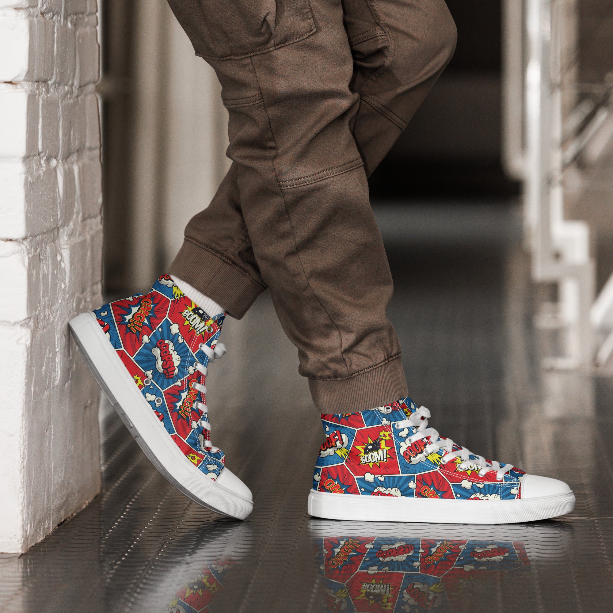 Comic Book - Men’s high top canvas shoes Mens High Top Shoes Printed Offshore