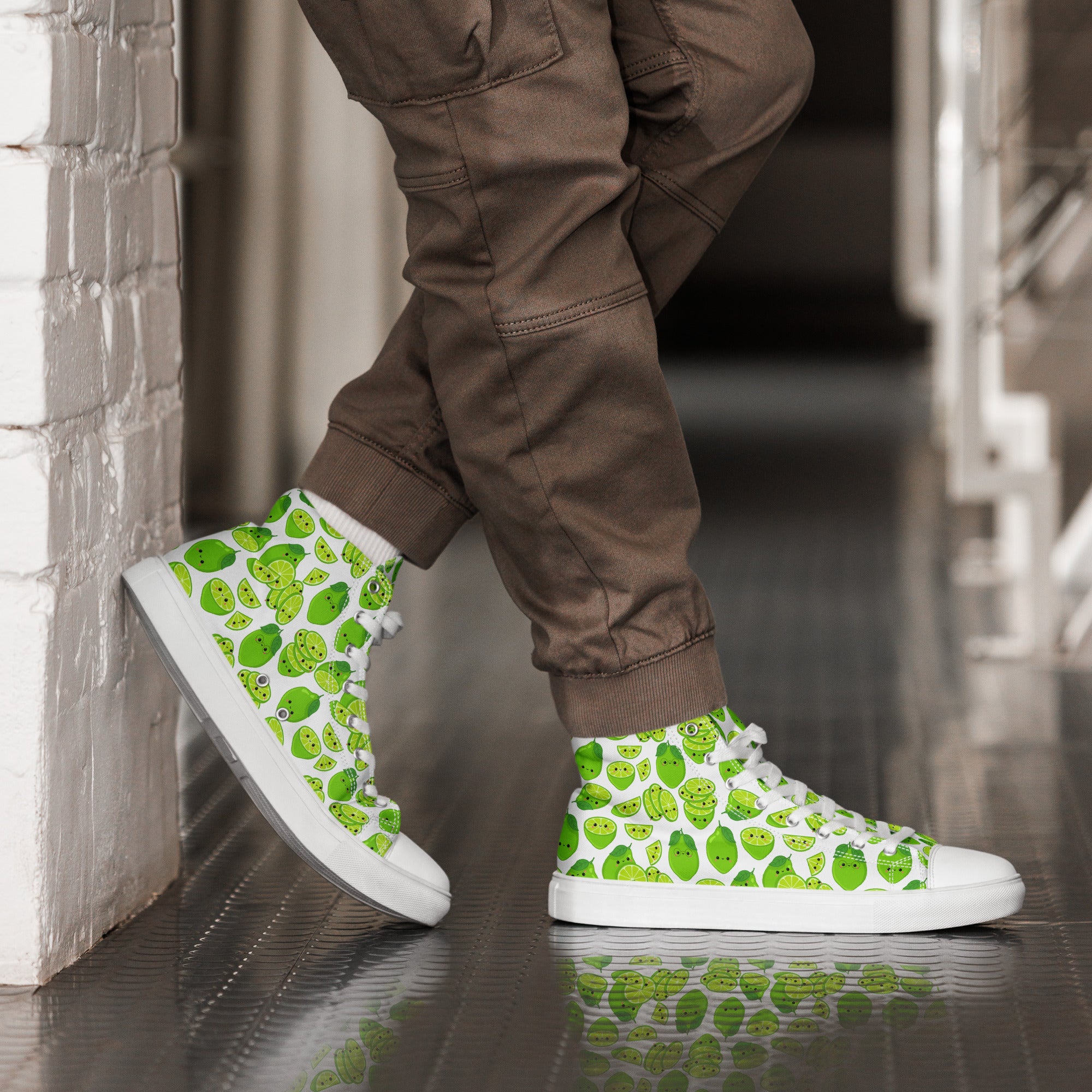 Cute Limes - Men’s high top canvas shoes Mens High Top Shoes food Printed Offshore