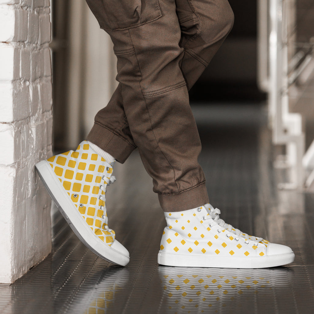 Yellow Diamonds - Men’s high top canvas shoes Mens High Top Shoes Printed Offshore