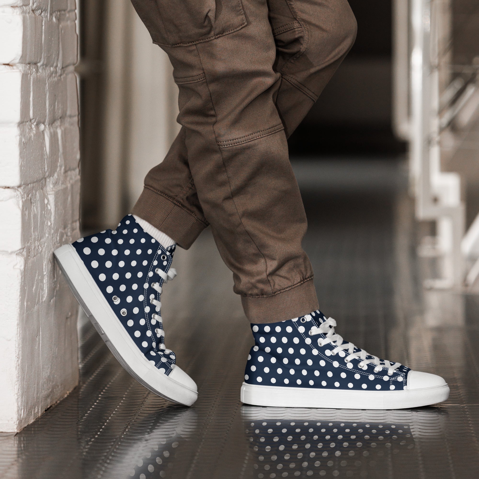 Polka Dots - Men’s high top canvas shoes Mens High Top Shoes Printed Offshore