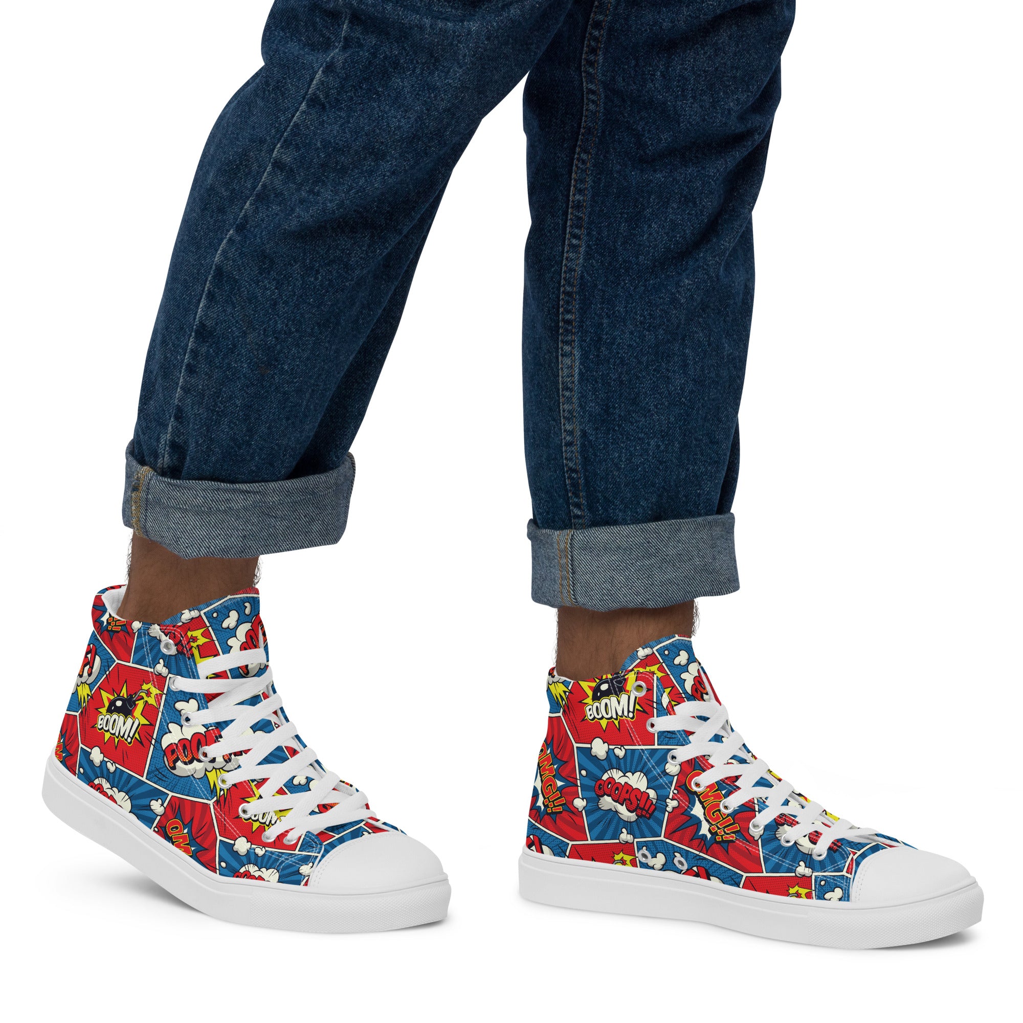 Comic Book - Men’s high top canvas shoes Mens High Top Shoes Printed Offshore