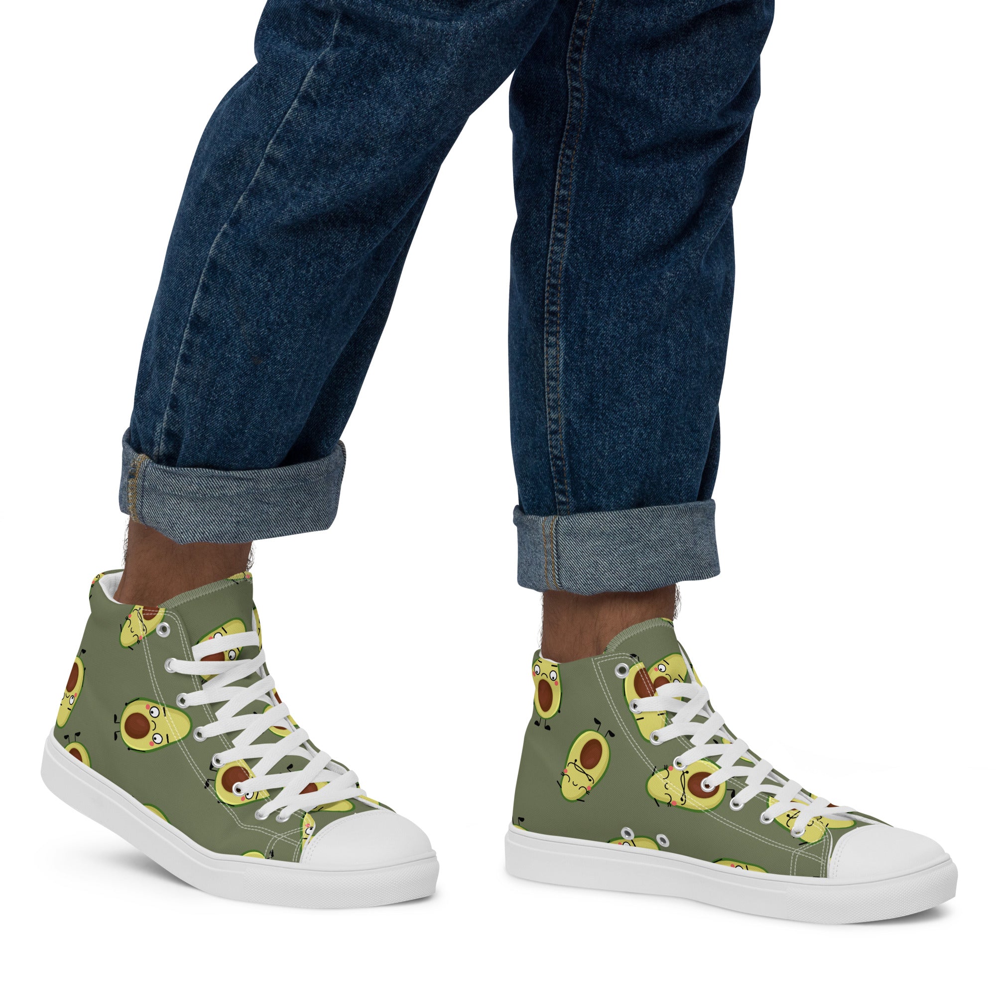 Avocado Characters - Men’s high top canvas shoes Mens High Top Shoes food Printed Offshore