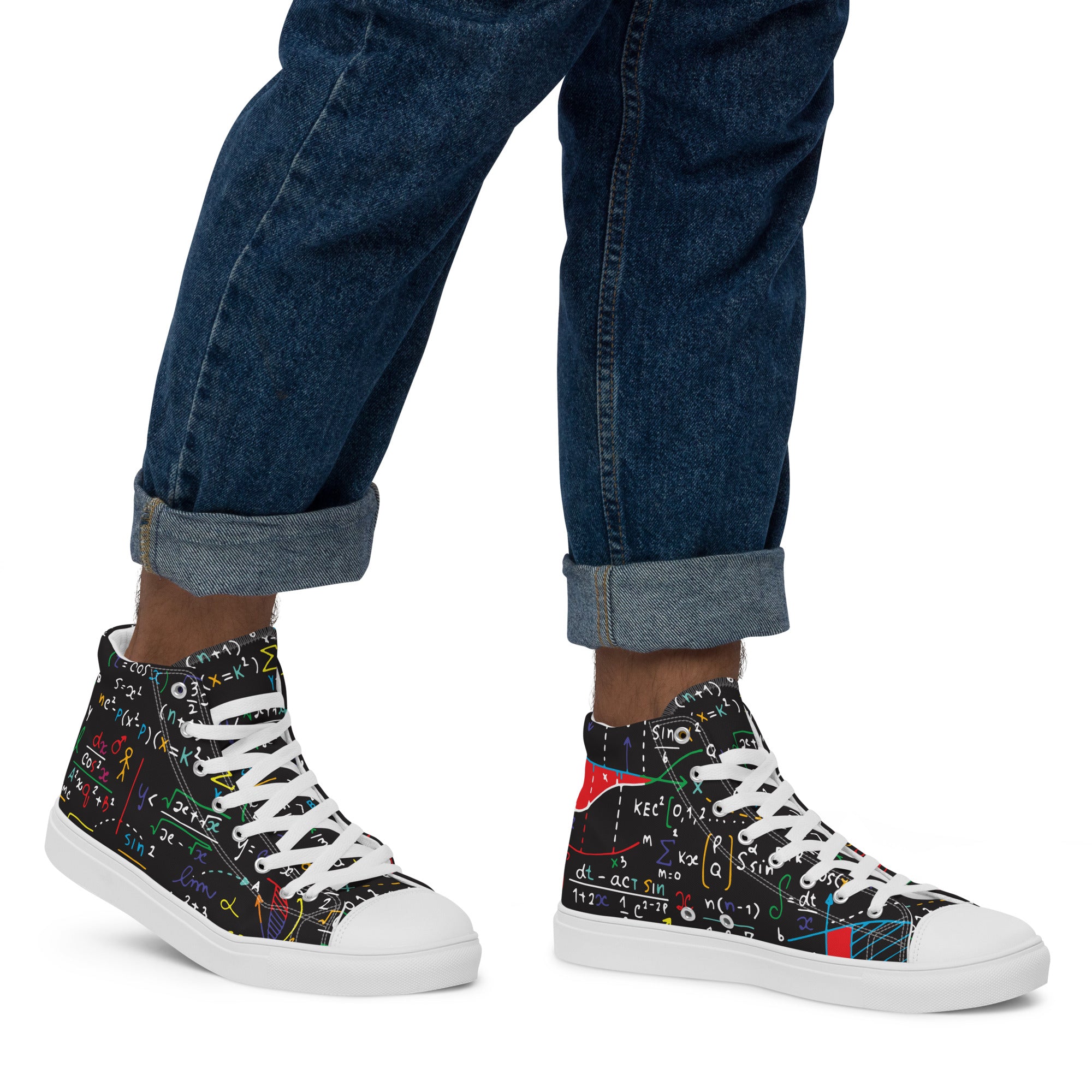 Colourful Maths Formulas - Men’s high top canvas shoes Mens High Top Shoes Maths Printed Offshore Science