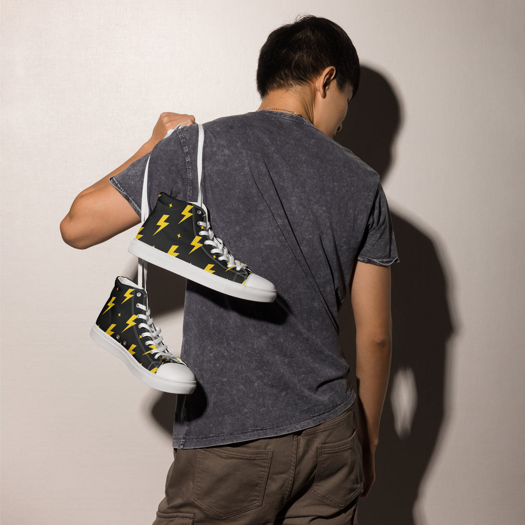Yellow Lightning Men’s high top canvas shoes Mens High Top Shoes Comic Printed Offshore