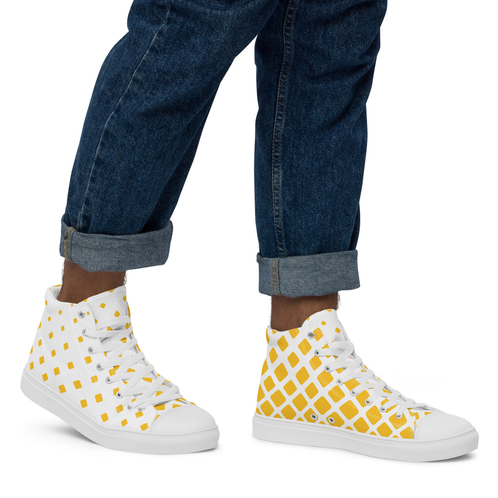 Yellow Diamonds - Men’s high top canvas shoes Mens High Top Shoes Printed Offshore