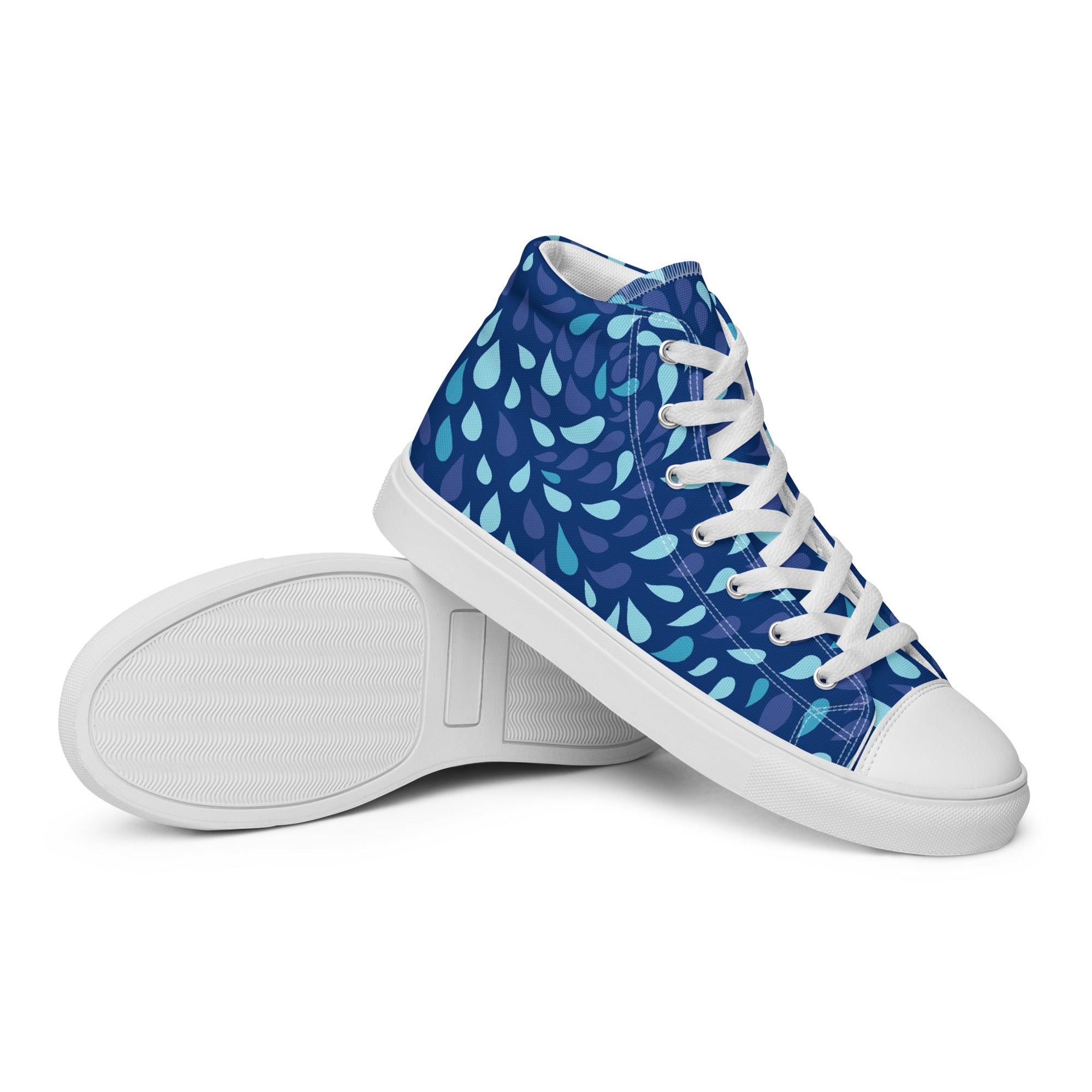 Blue Raindrop - Men’s high top canvas shoes Mens High Top Shoes Printed Offshore