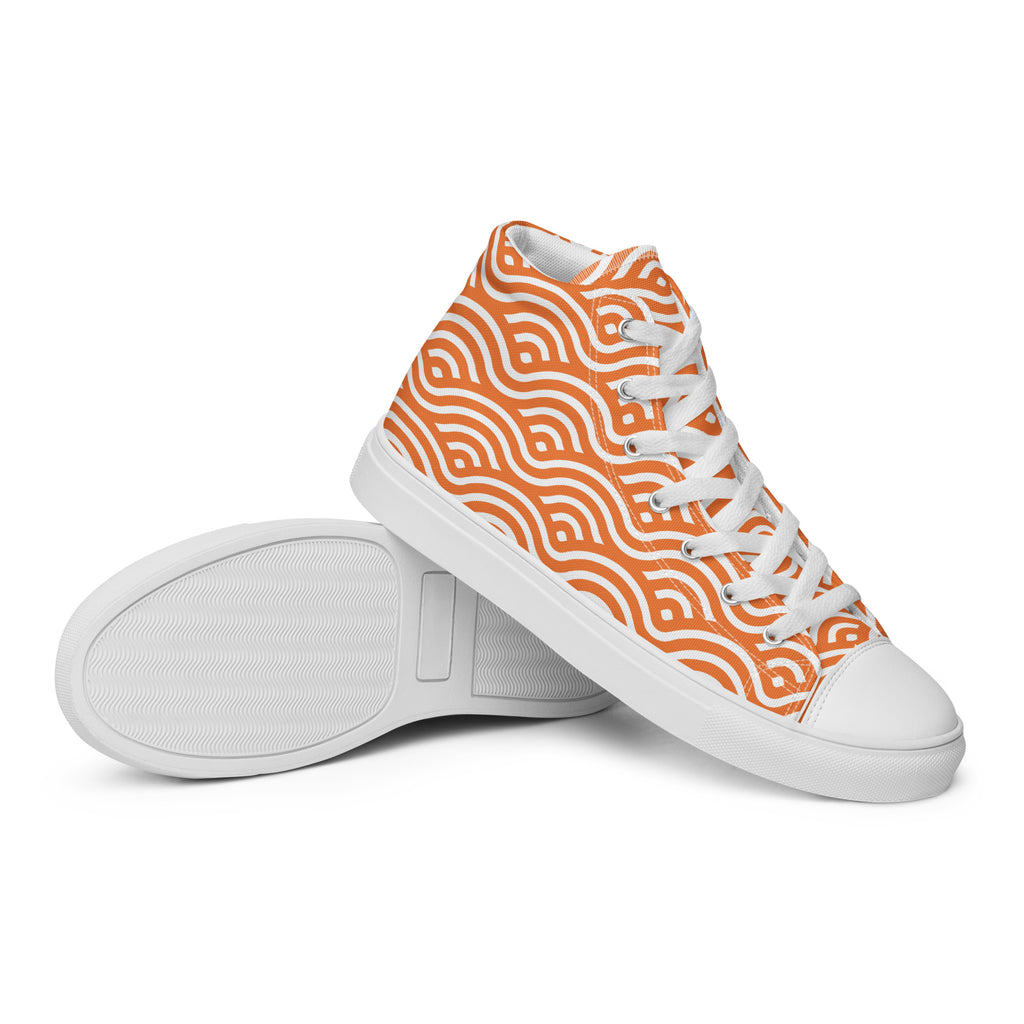 Orange Waves - Men’s high top canvas shoes Mens High Top Shoes Printed Offshore