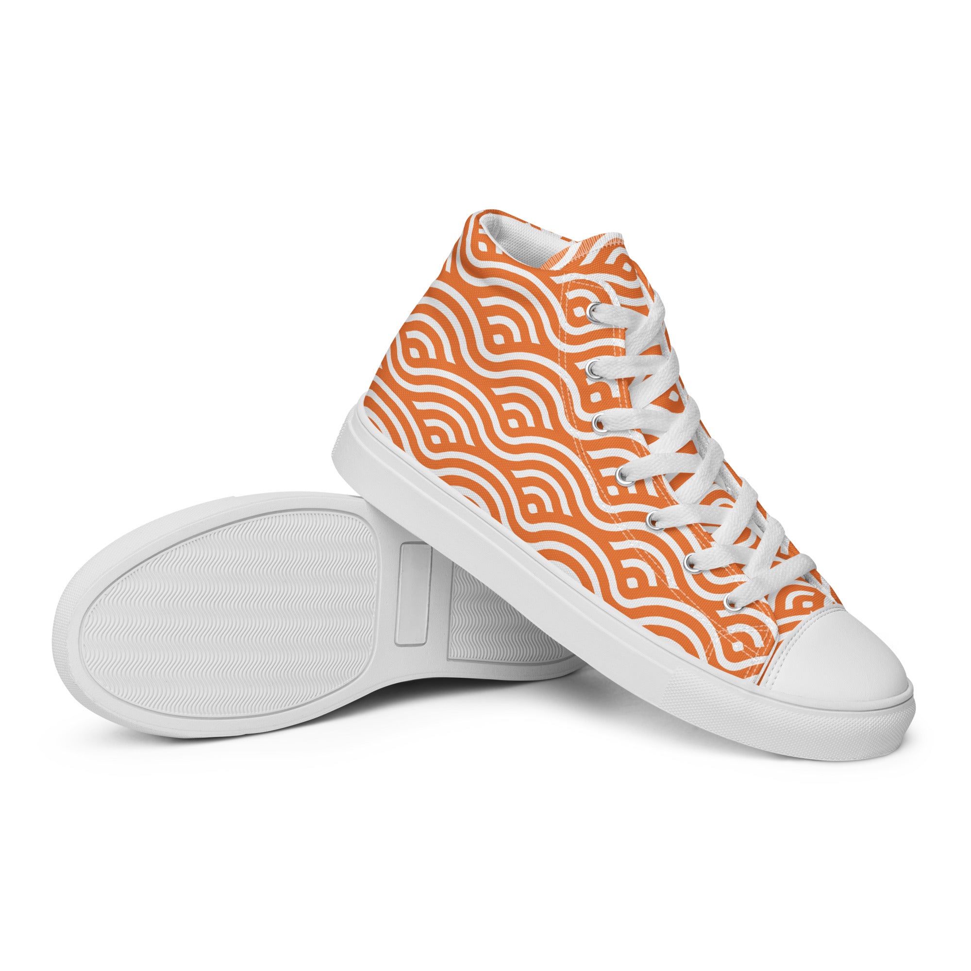 Orange Waves - Men’s high top canvas shoes Mens High Top Shoes Printed Offshore
