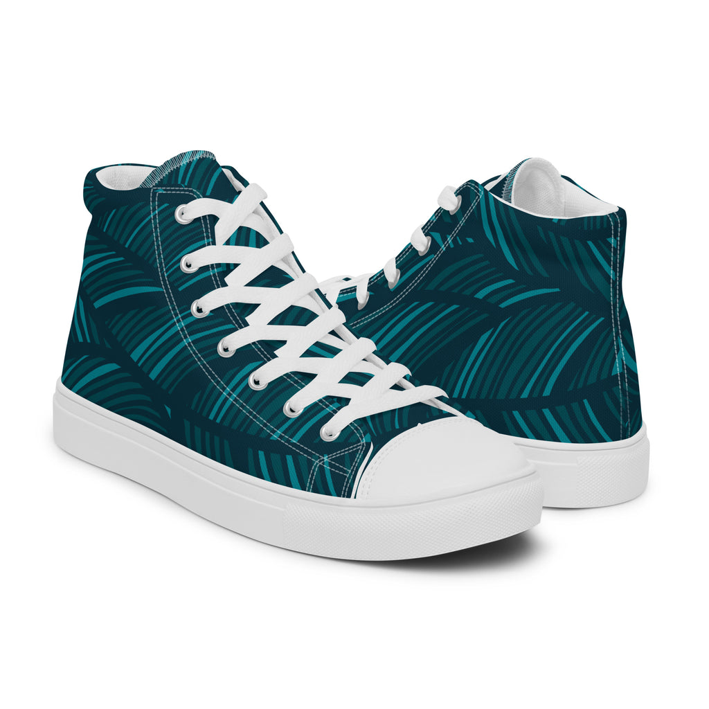 Teal Abstract - Men’s high top canvas shoes Mens High Top Shoes Printed Offshore