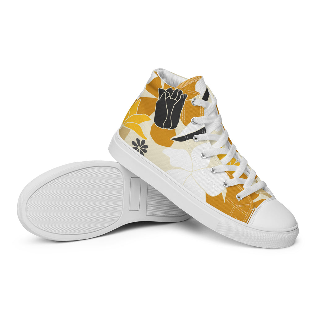 Retro Yellow Flower - Men’s high top canvas shoes Mens High Top Shoes Printed Offshore
