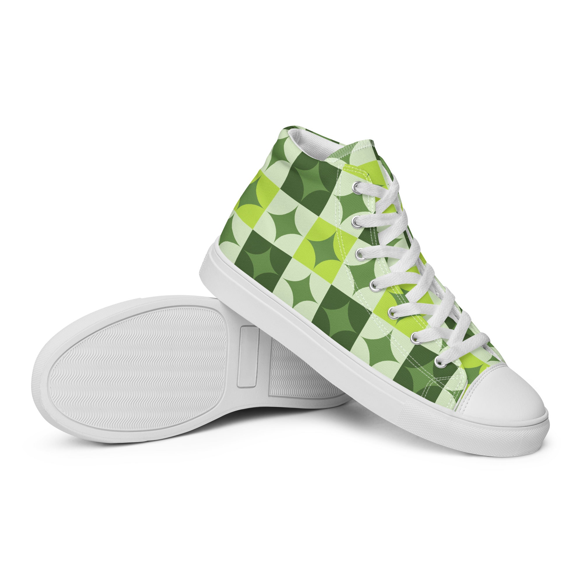 Green Circle Square - Men’s high top canvas shoes Mens High Top Shoes Printed Offshore