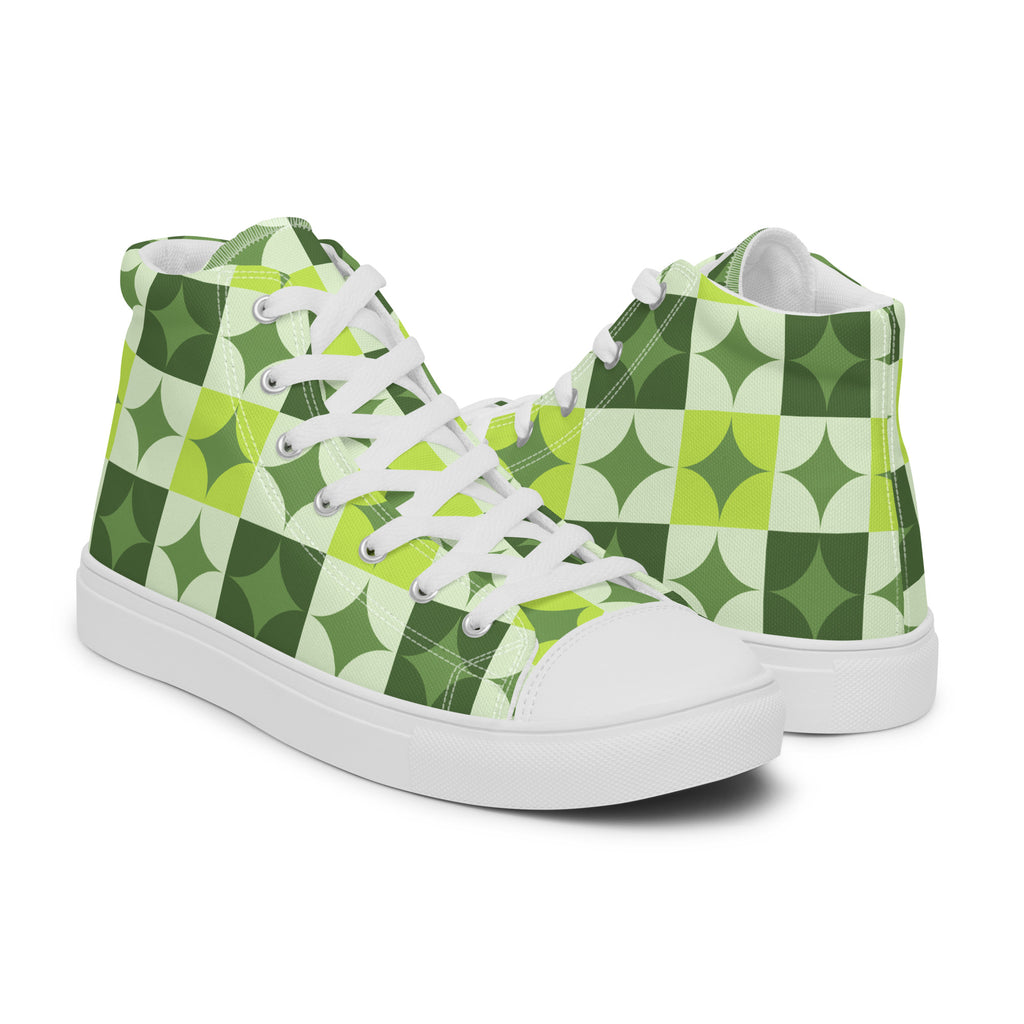 Green Circle Square - Men’s high top canvas shoes Mens High Top Shoes Printed Offshore