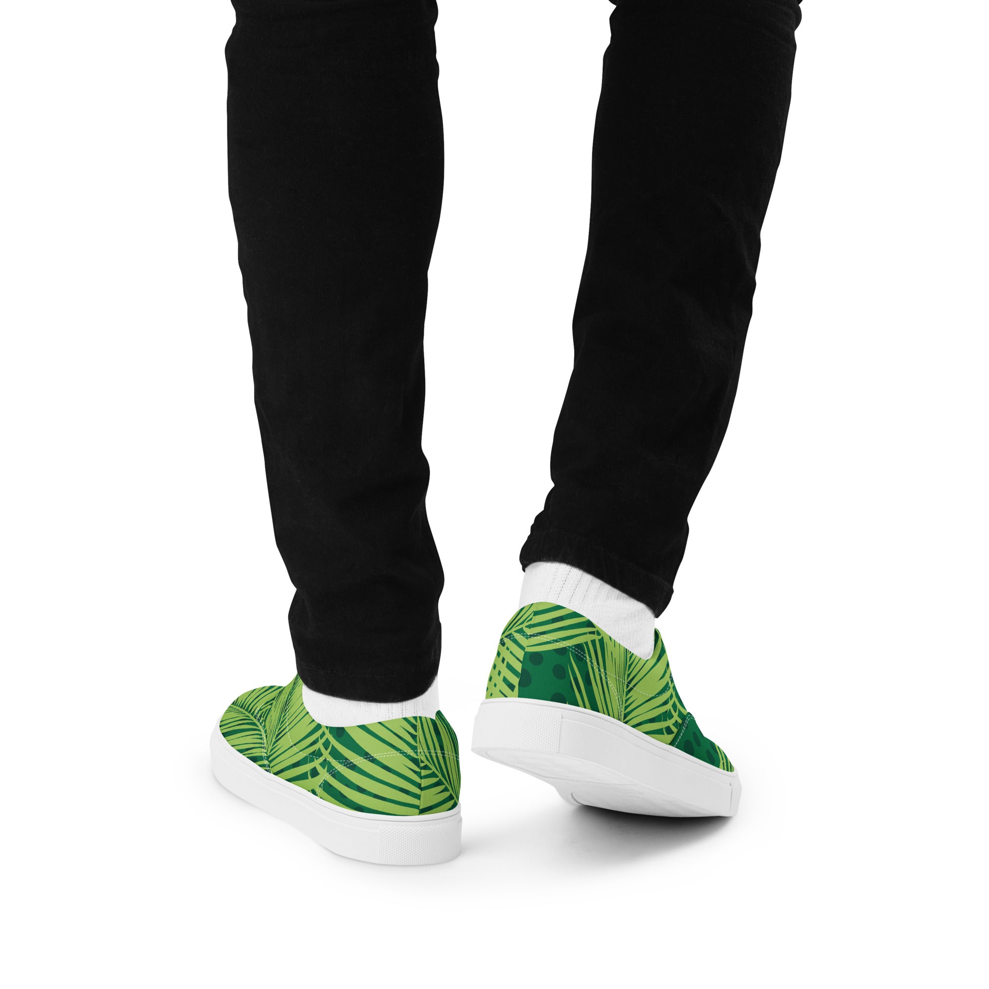 Palm Leaves - Men’s lace-up canvas shoes Mens Lace Up Canvas Shoes Plants Printed Offshore