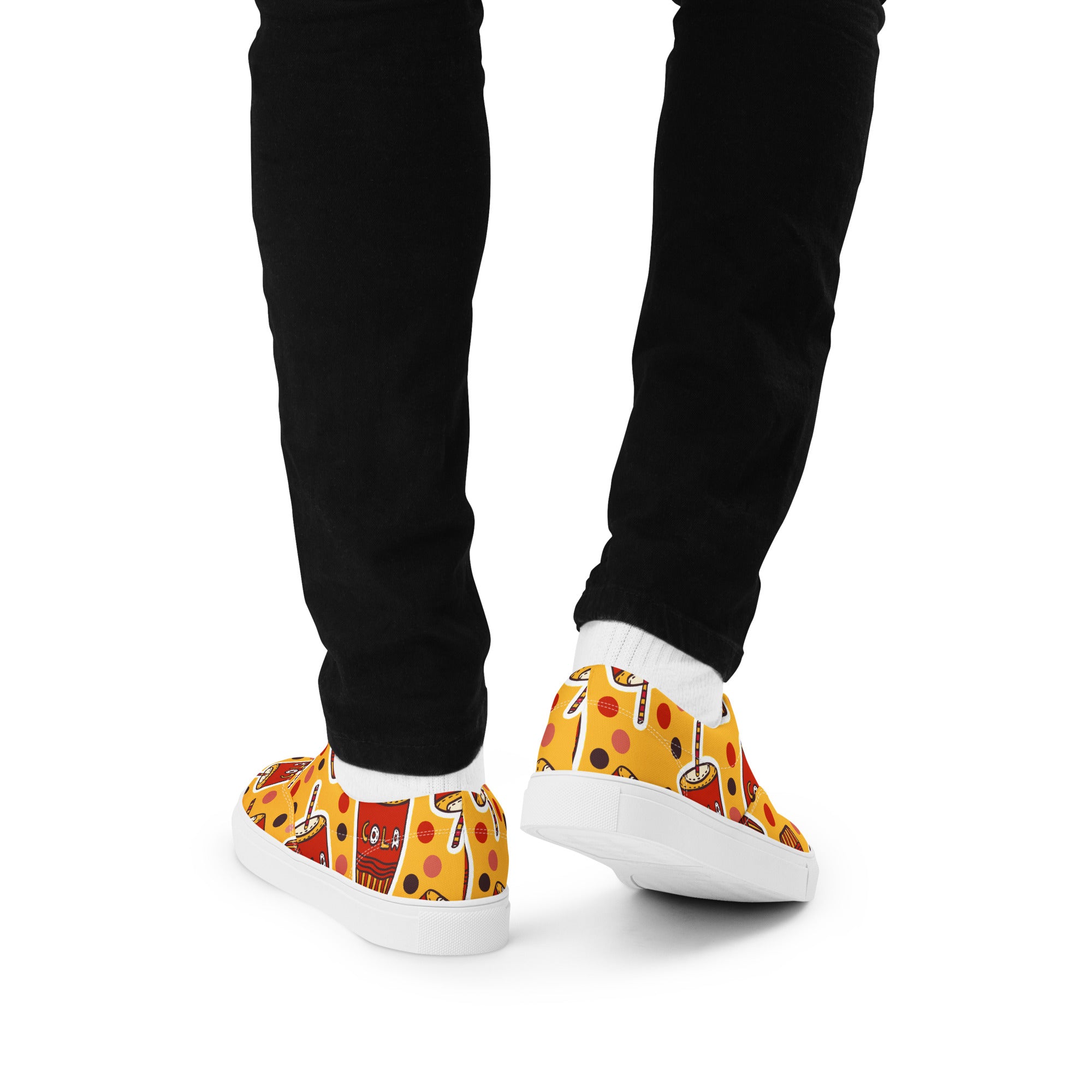 Cola - Men’s lace-up canvas shoes Mens Lace Up Canvas Shoes Food Printed Offshore