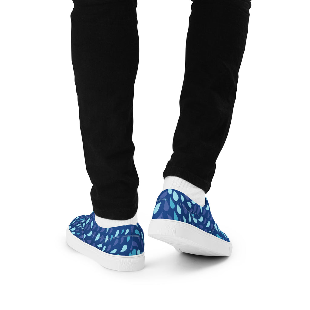 Blue Raindrop - Men’s lace-up canvas shoes Mens Lace Up Canvas Shoes Printed Offshore