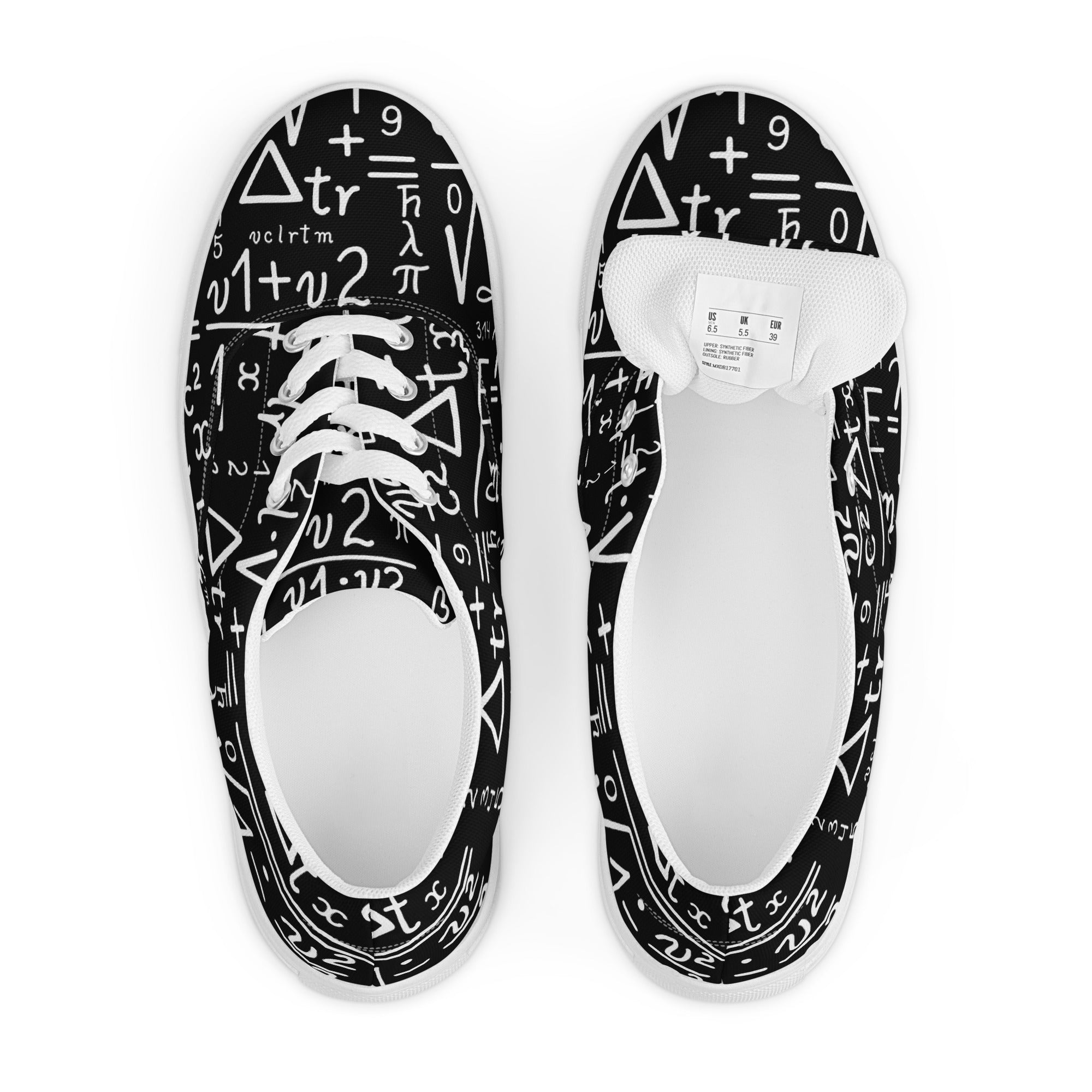 Mathematics - Men’s lace-up canvas shoes Mens Lace Up Canvas Shoes Maths Printed Offshore