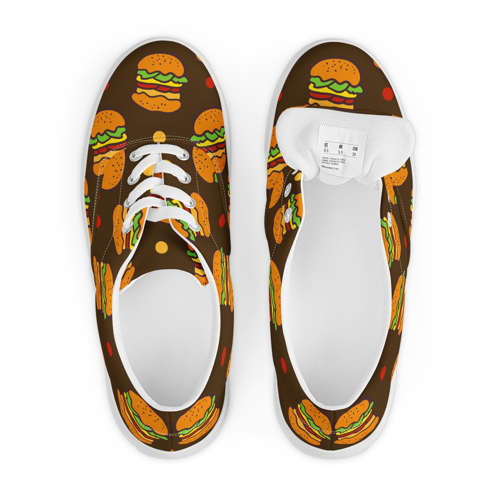 Burgers - Men’s lace-up canvas shoes Mens Lace Up Canvas Shoes Food Printed Offshore