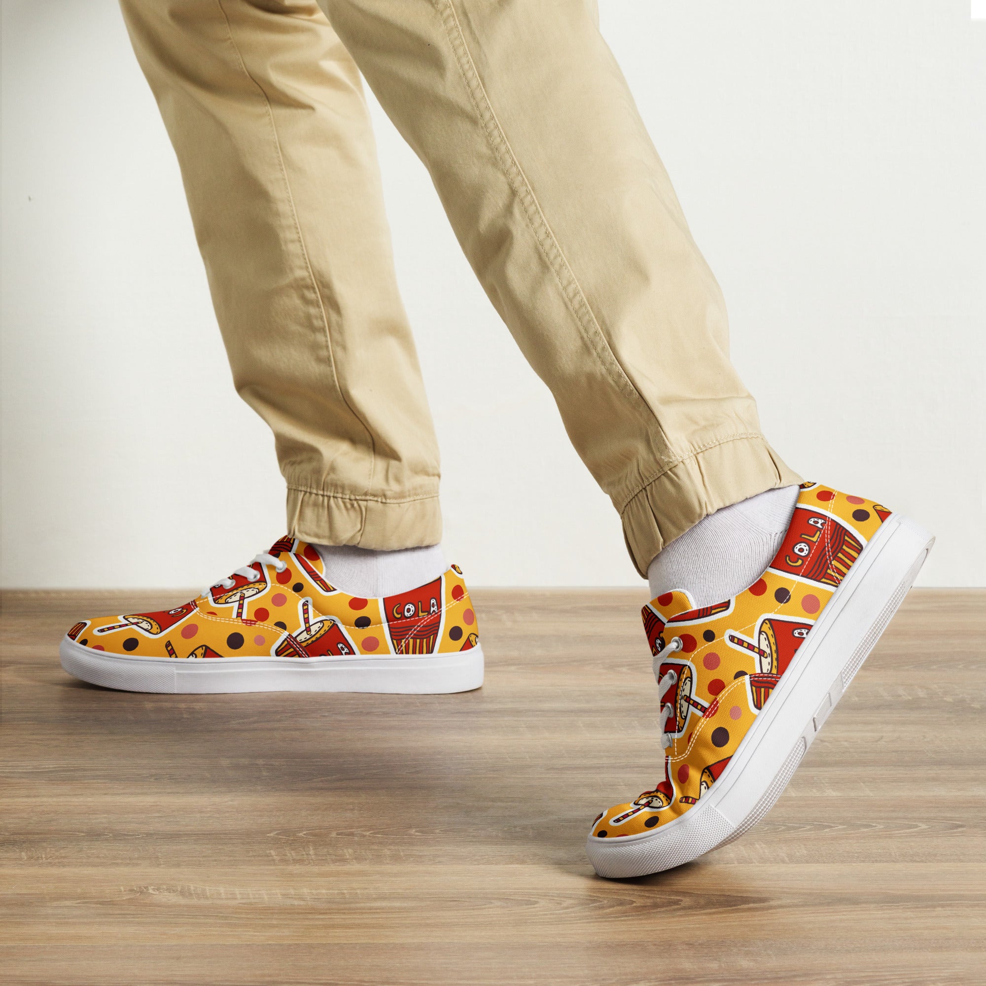Cola - Men’s lace-up canvas shoes Mens Lace Up Canvas Shoes Food Printed Offshore
