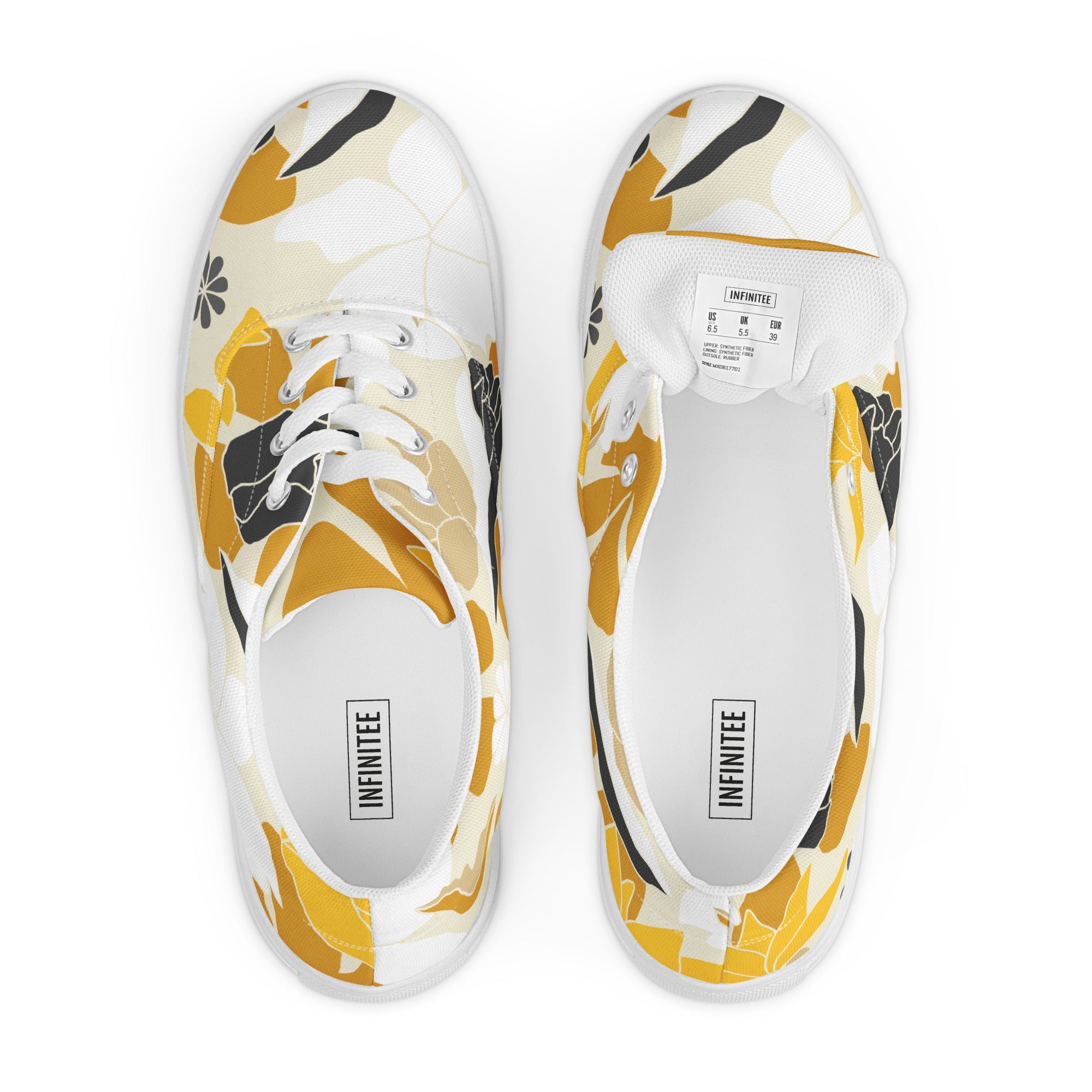 Yellow Leaves - Men’s lace-up canvas shoes Mens Lace Up Canvas Shoes Printed Offshore