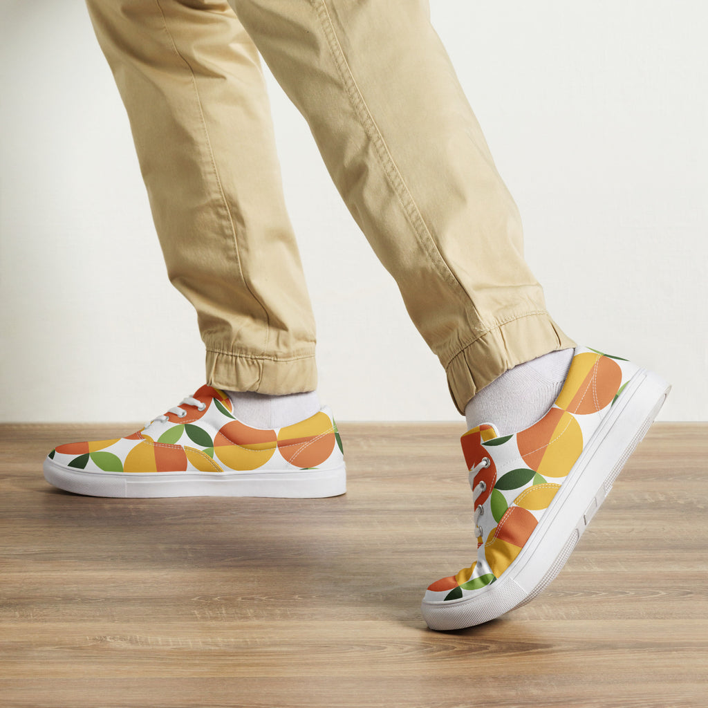 Green And Orange - Men’s lace-up canvas shoes Mens Lace Up Canvas Shoes Printed Offshore