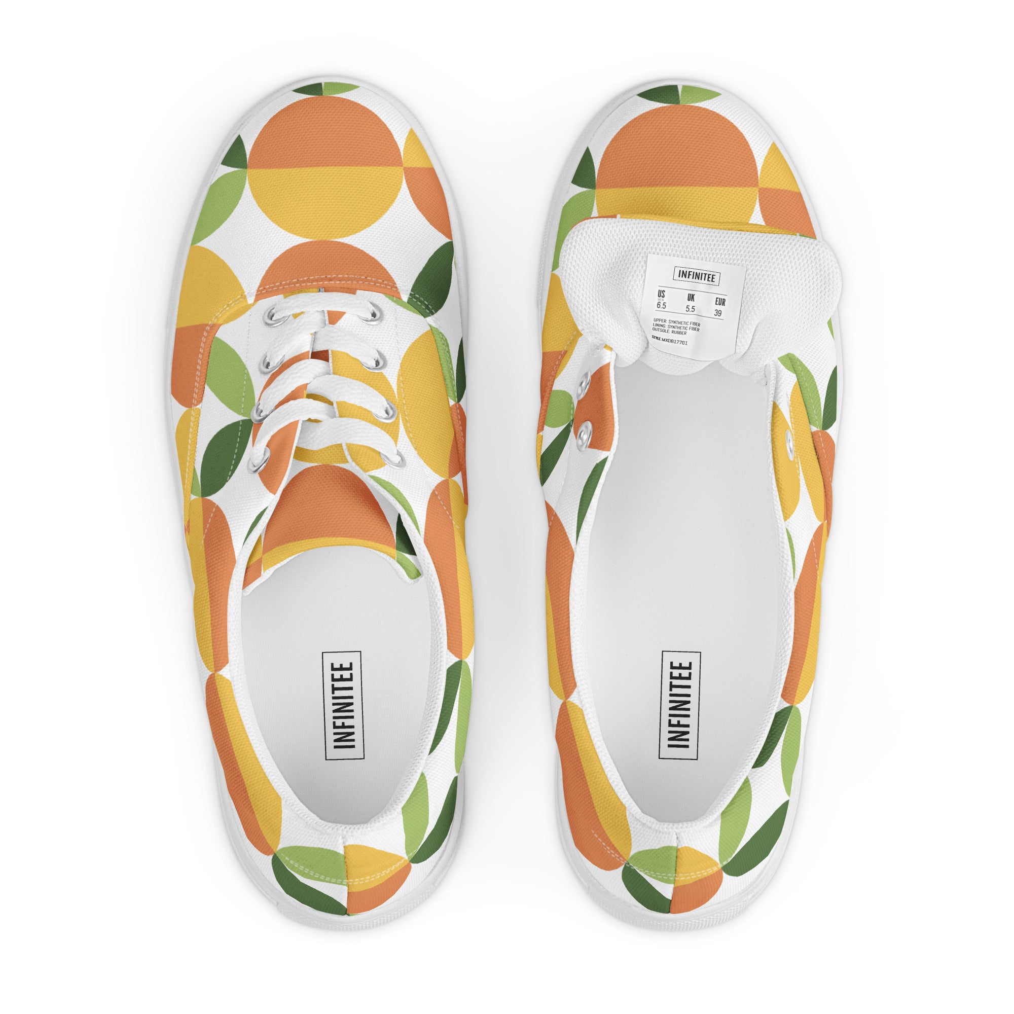 Green And Orange - Men’s lace-up canvas shoes Mens Lace Up Canvas Shoes Printed Offshore