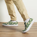 Green Retro Circles - Men’s lace-up canvas shoes Mens Lace Up Canvas Shoes Printed Offshore
