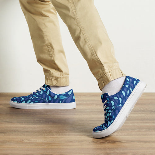 Blue Raindrop - Men’s lace-up canvas shoes Mens Lace Up Canvas Shoes Printed Offshore