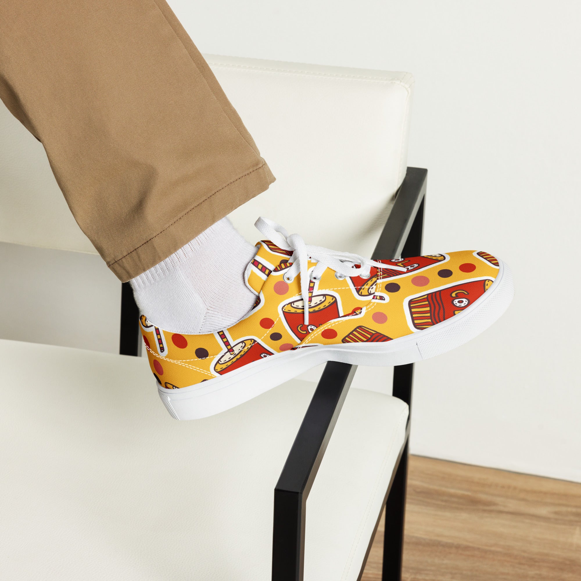 Cola - Men’s lace-up canvas shoes Mens Lace Up Canvas Shoes Food Printed Offshore