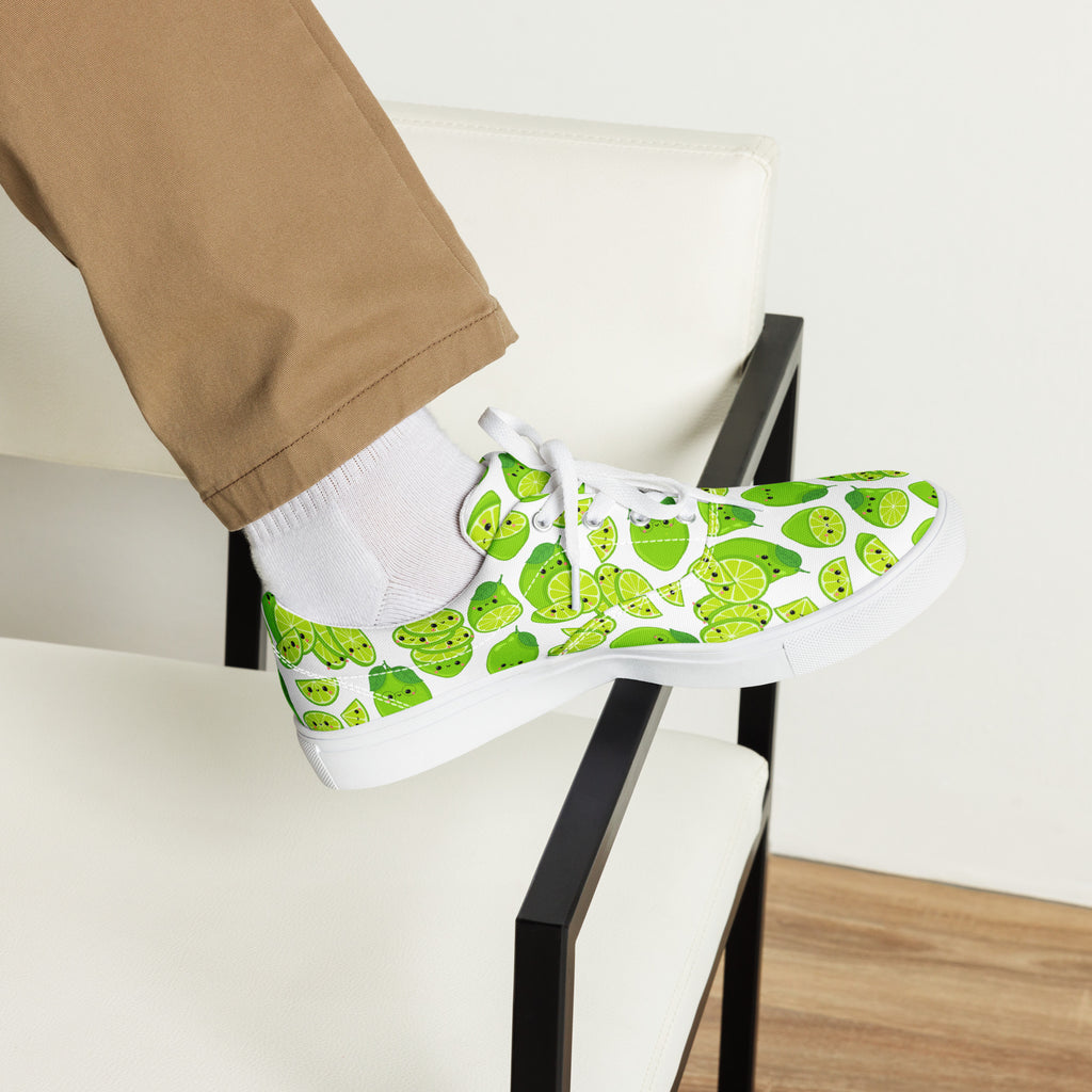 Cute Limes - Men’s lace-up canvas shoes Mens Lace Up Canvas Shoes food Printed Offshore