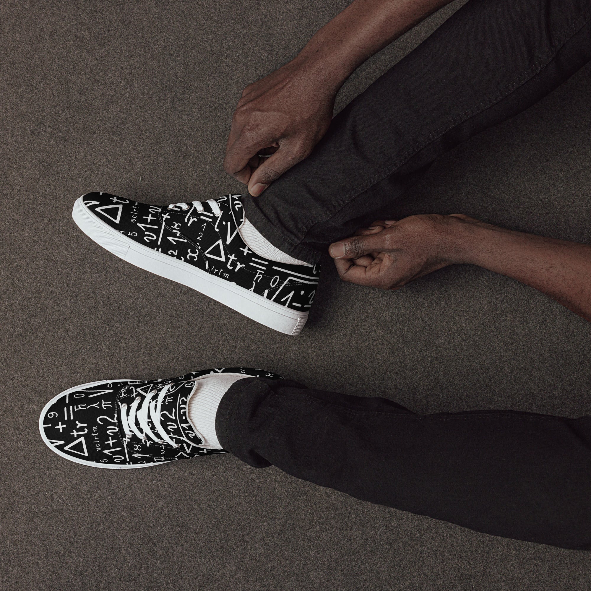 Mathematics - Men’s lace-up canvas shoes Mens Lace Up Canvas Shoes Maths Printed Offshore