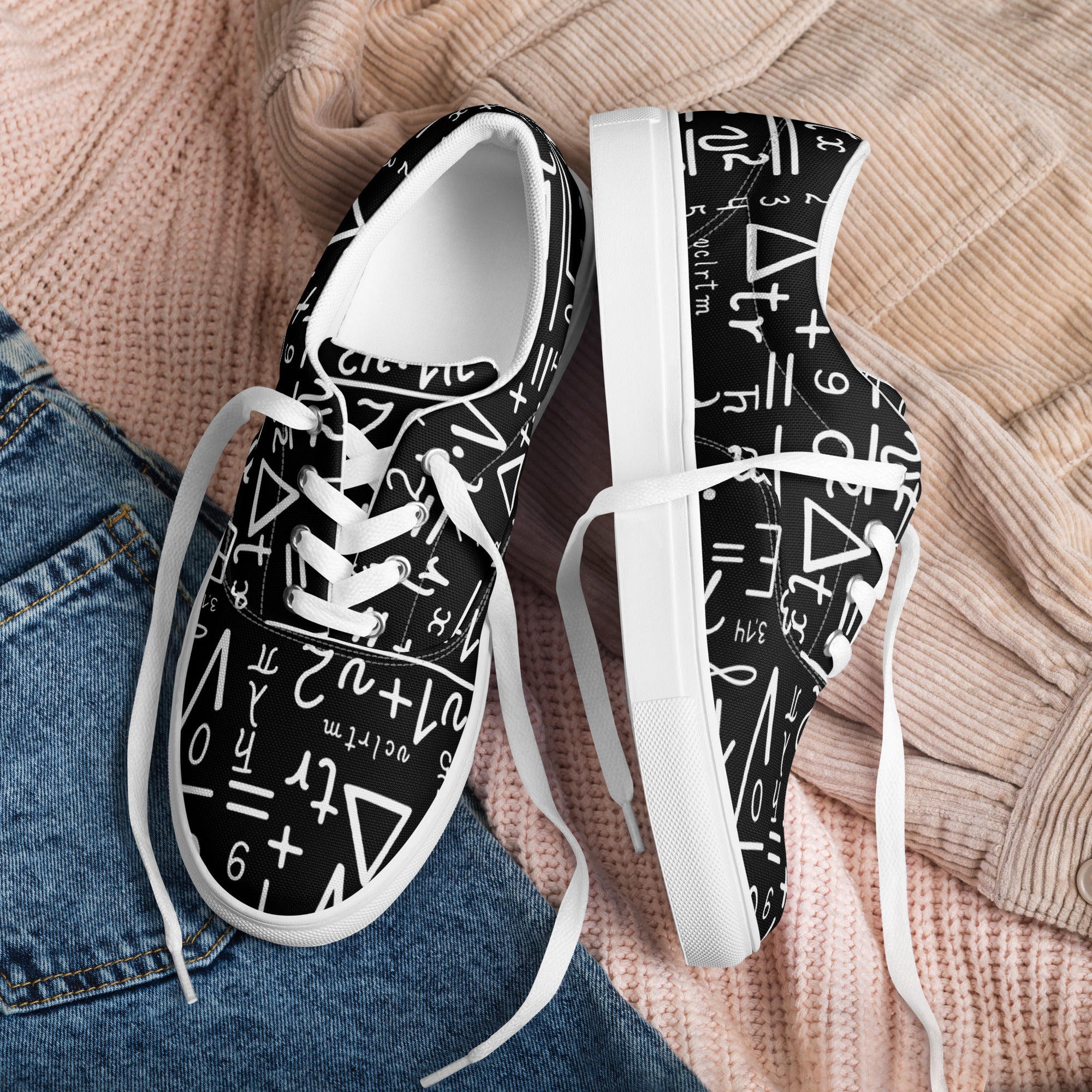 Mathematics - Men’s lace-up canvas shoes Mens Lace Up Canvas Shoes Maths Printed Offshore