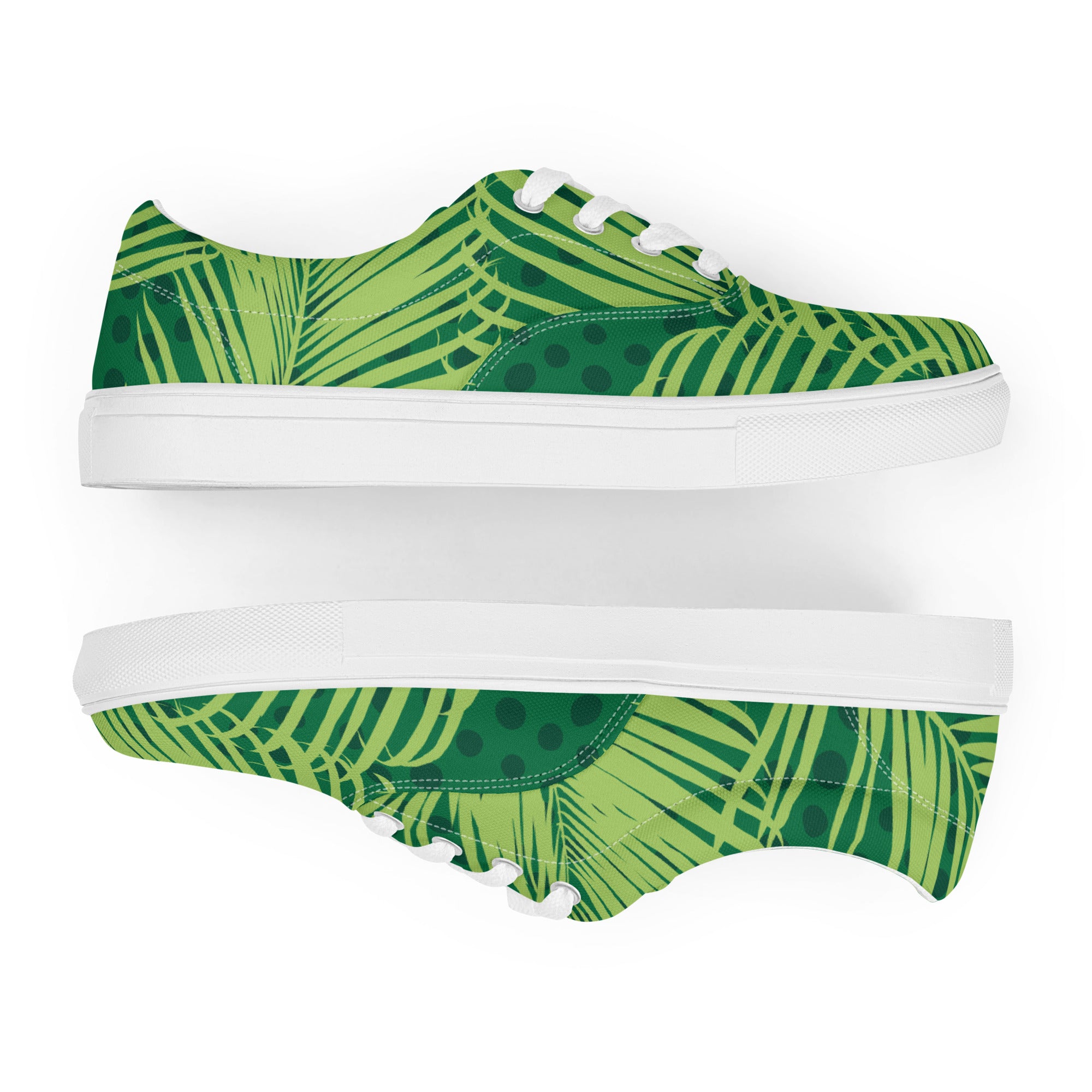 Palm Leaves - Men’s lace-up canvas shoes Mens Lace Up Canvas Shoes Plants Printed Offshore