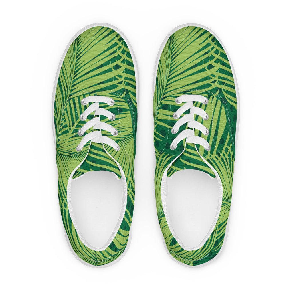 Palm Leaves - Men’s lace-up canvas shoes Mens Lace Up Canvas Shoes Plants Printed Offshore