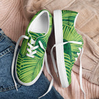 Palm Leaves - Men’s lace-up canvas shoes Mens Lace Up Canvas Shoes Plants Printed Offshore