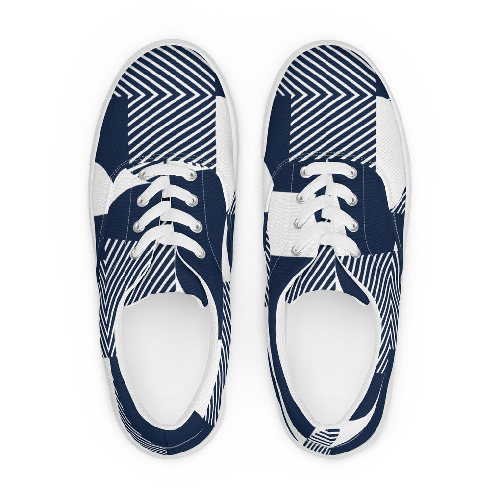 Blue Geometric - Men’s lace-up canvas shoes Mens Lace Up Canvas Shoes Printed Offshore