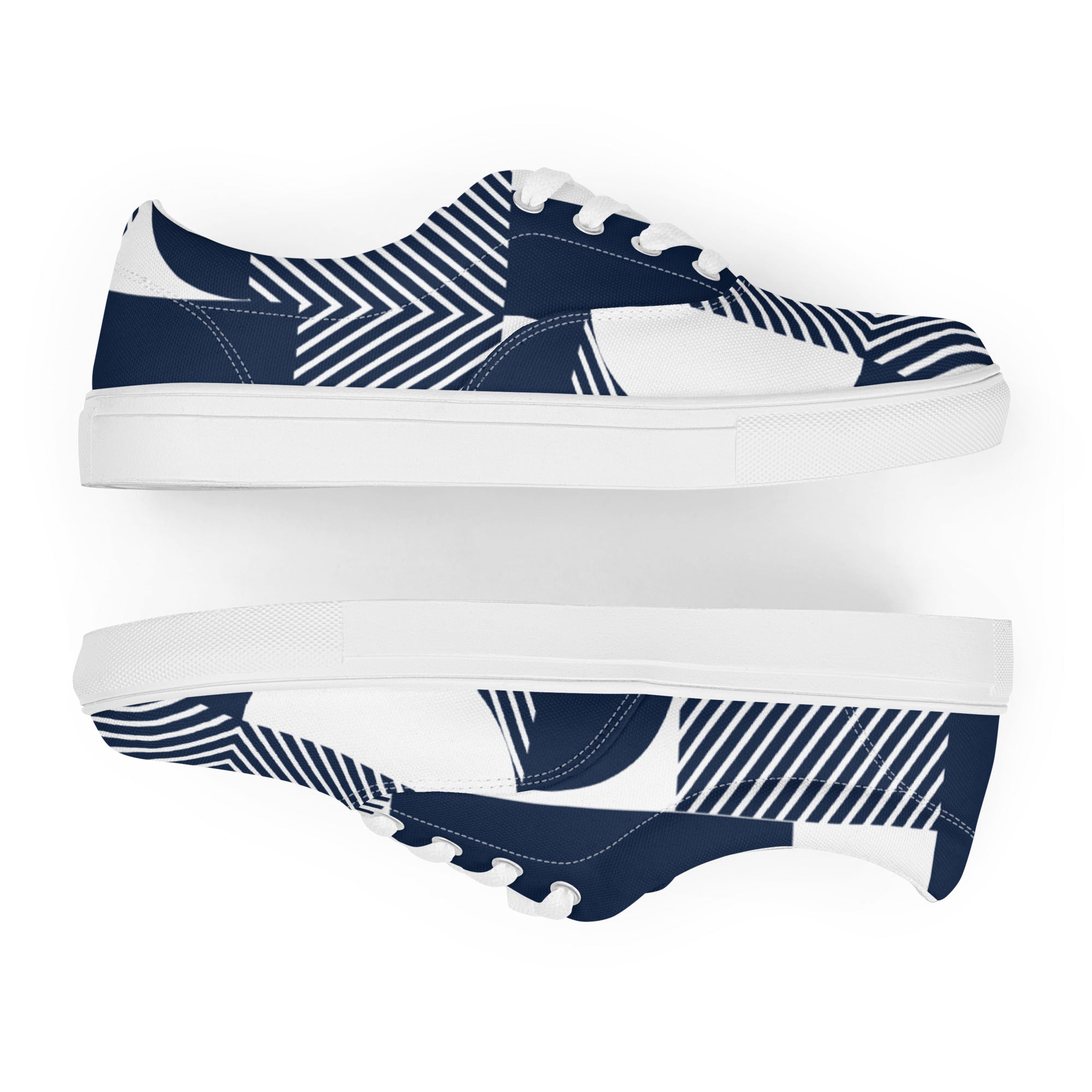 Blue Geometric - Men’s lace-up canvas shoes Mens Lace Up Canvas Shoes Printed Offshore