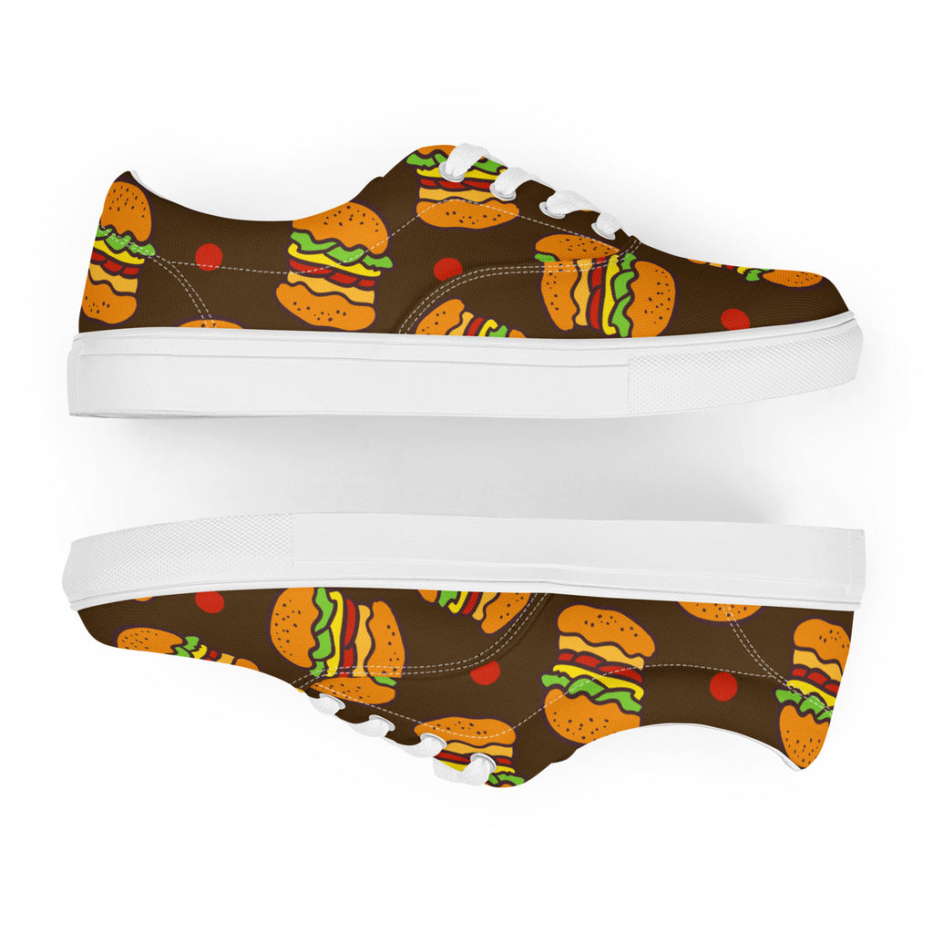 Burgers - Men’s lace-up canvas shoes Mens Lace Up Canvas Shoes Food Printed Offshore
