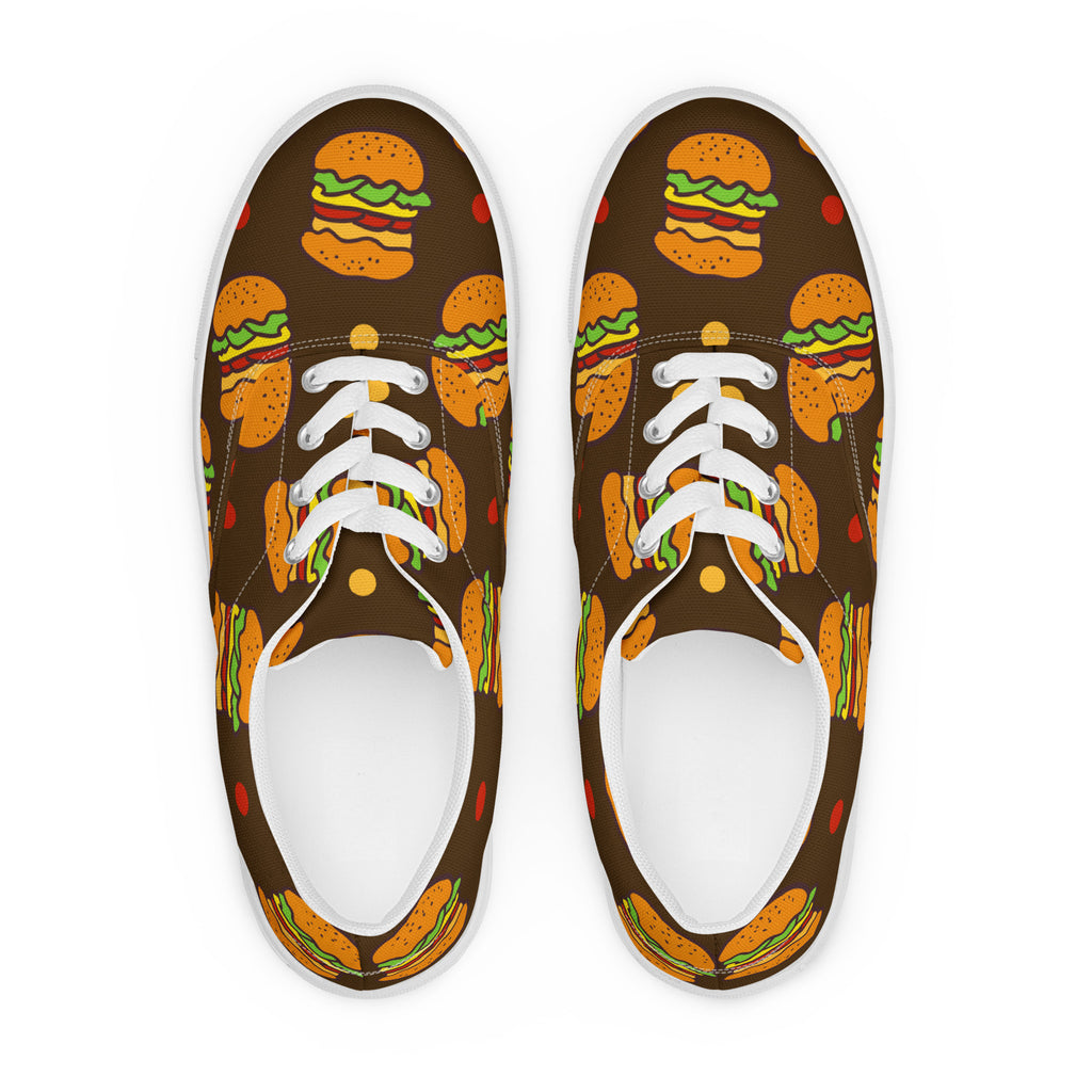 Burgers - Men’s lace-up canvas shoes Mens Lace Up Canvas Shoes Food Printed Offshore