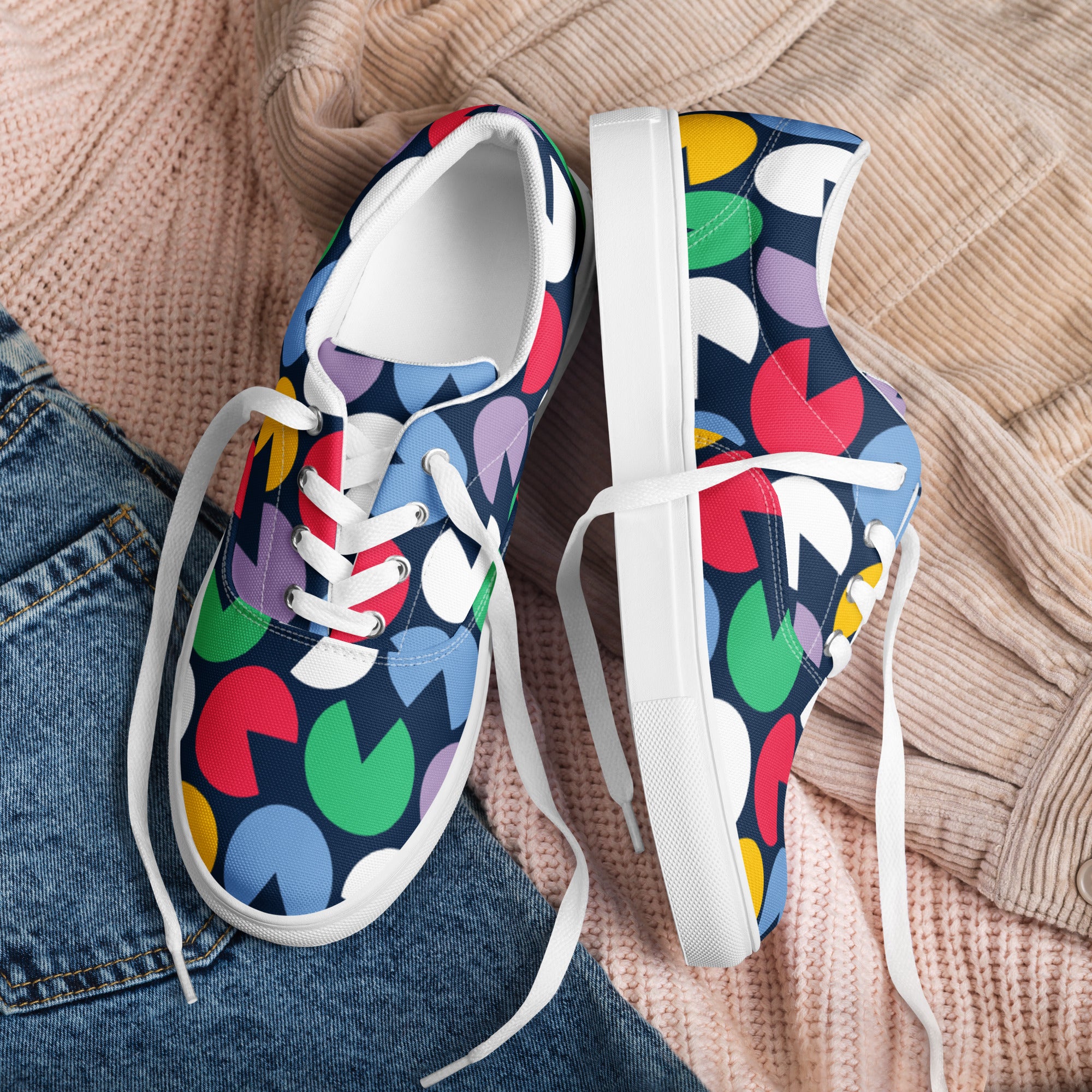 Hungry Circles - Men’s lace-up canvas shoes Mens Lace Up Canvas Shoes Printed Offshore