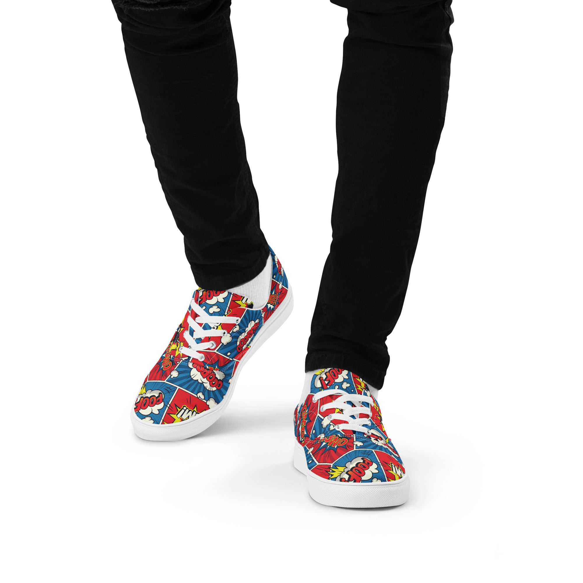 Comic Book - Men’s lace-up canvas shoes Mens Lace Up Canvas Shoes Printed Offshore