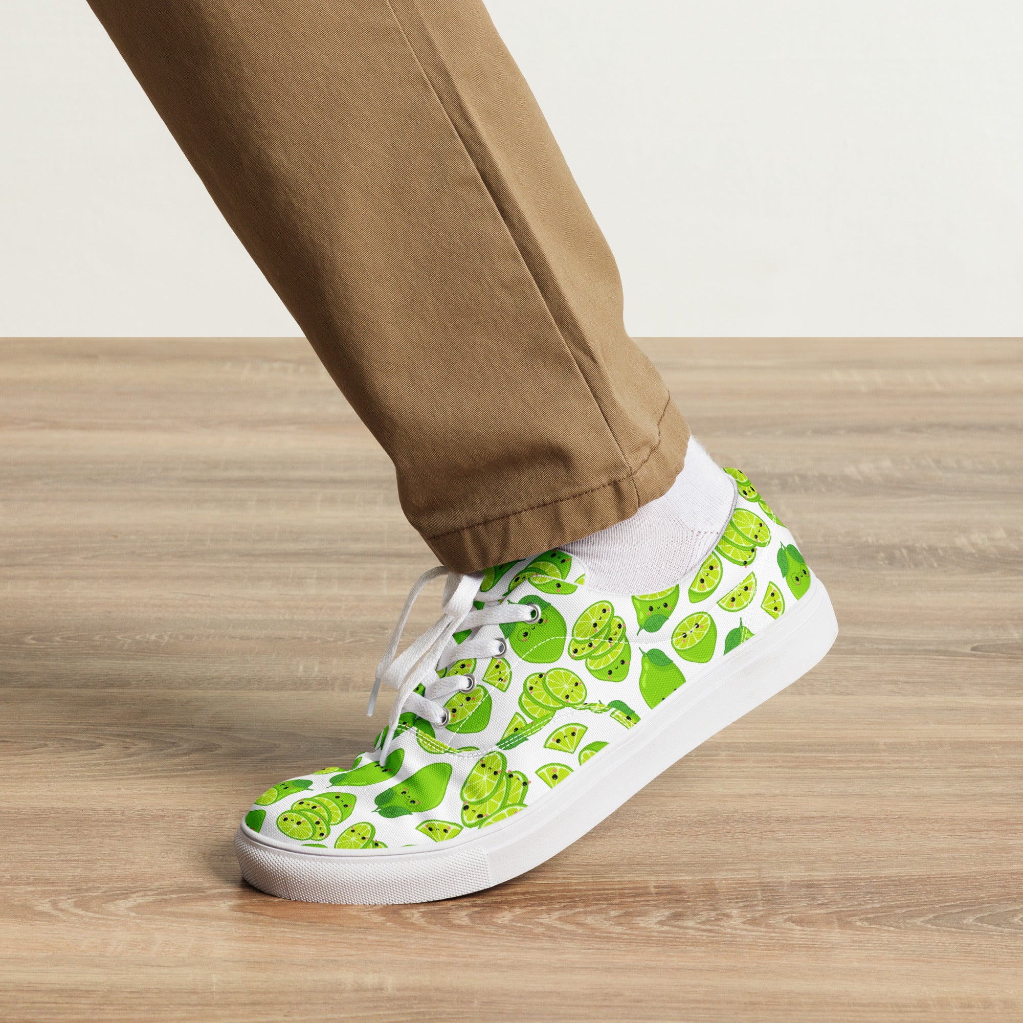 Cute Limes - Men’s lace-up canvas shoes Mens Lace Up Canvas Shoes food Printed Offshore