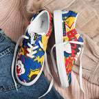 Comic Book Blue - Men’s lace-up canvas shoes Mens Lace Up Canvas Shoes Printed Offshore