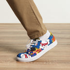Comic Book Blue - Men’s lace-up canvas shoes Mens Lace Up Canvas Shoes Printed Offshore