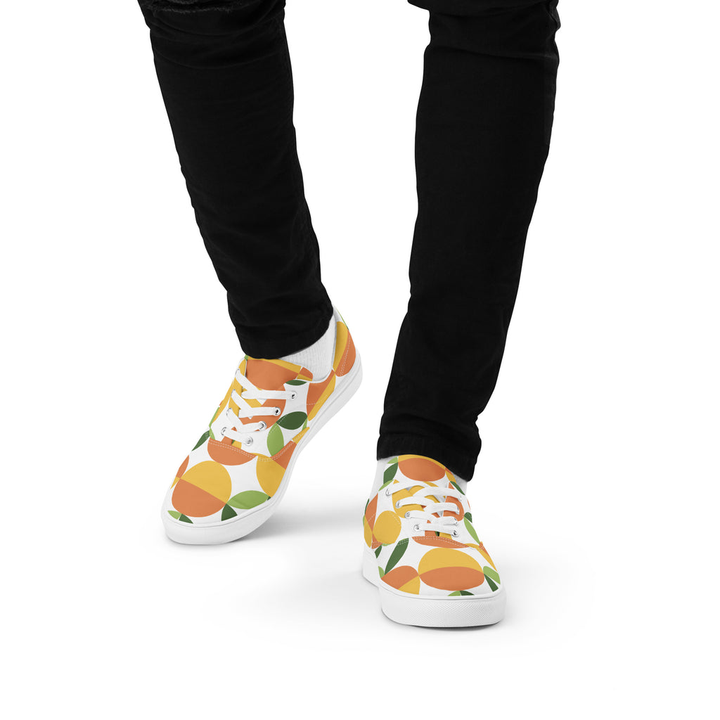 Green And Orange - Men’s lace-up canvas shoes Mens Lace Up Canvas Shoes Printed Offshore