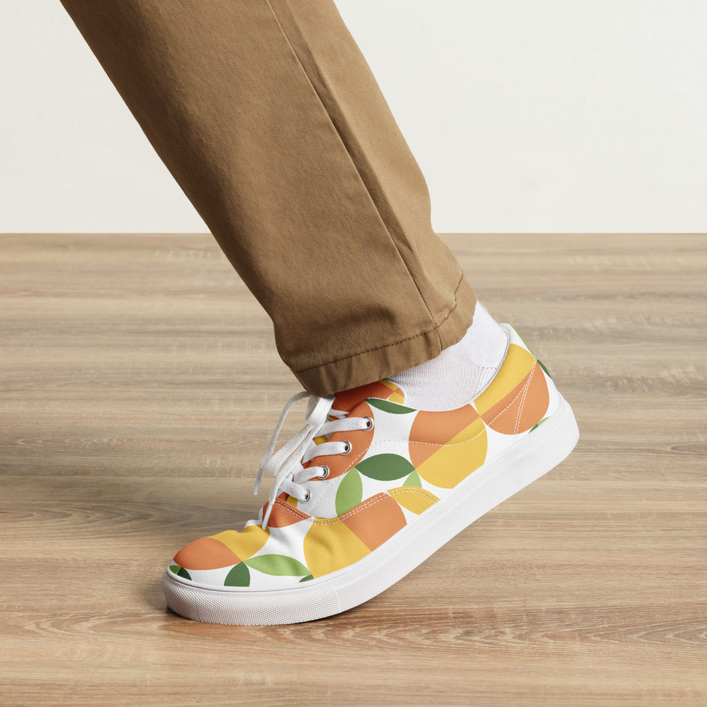 Green And Orange - Men’s lace-up canvas shoes Mens Lace Up Canvas Shoes Printed Offshore