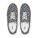 Mustard Blue Geometric - Men’s lace-up canvas shoes Mens Lace Up Canvas Shoes Printed Offshore