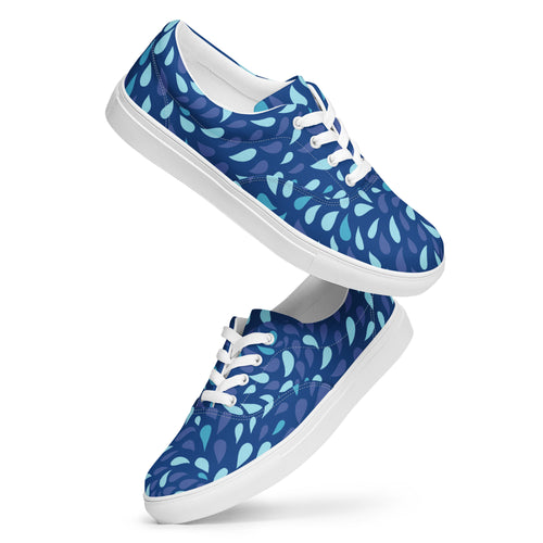 Blue Raindrop - Men’s lace-up canvas shoes 13 Mens Lace Up Canvas Shoes Printed Offshore