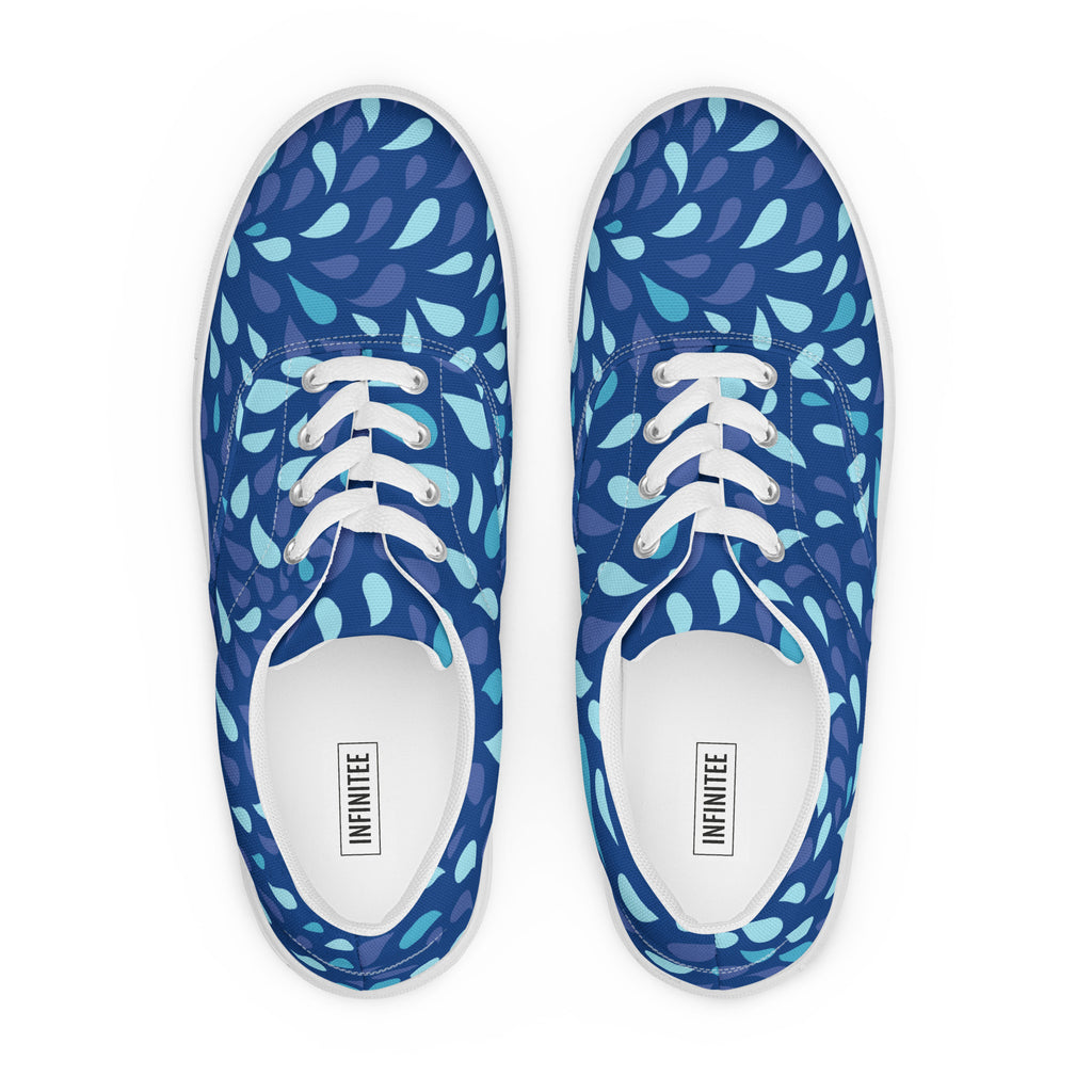 Blue Raindrop - Men’s lace-up canvas shoes Mens Lace Up Canvas Shoes Printed Offshore