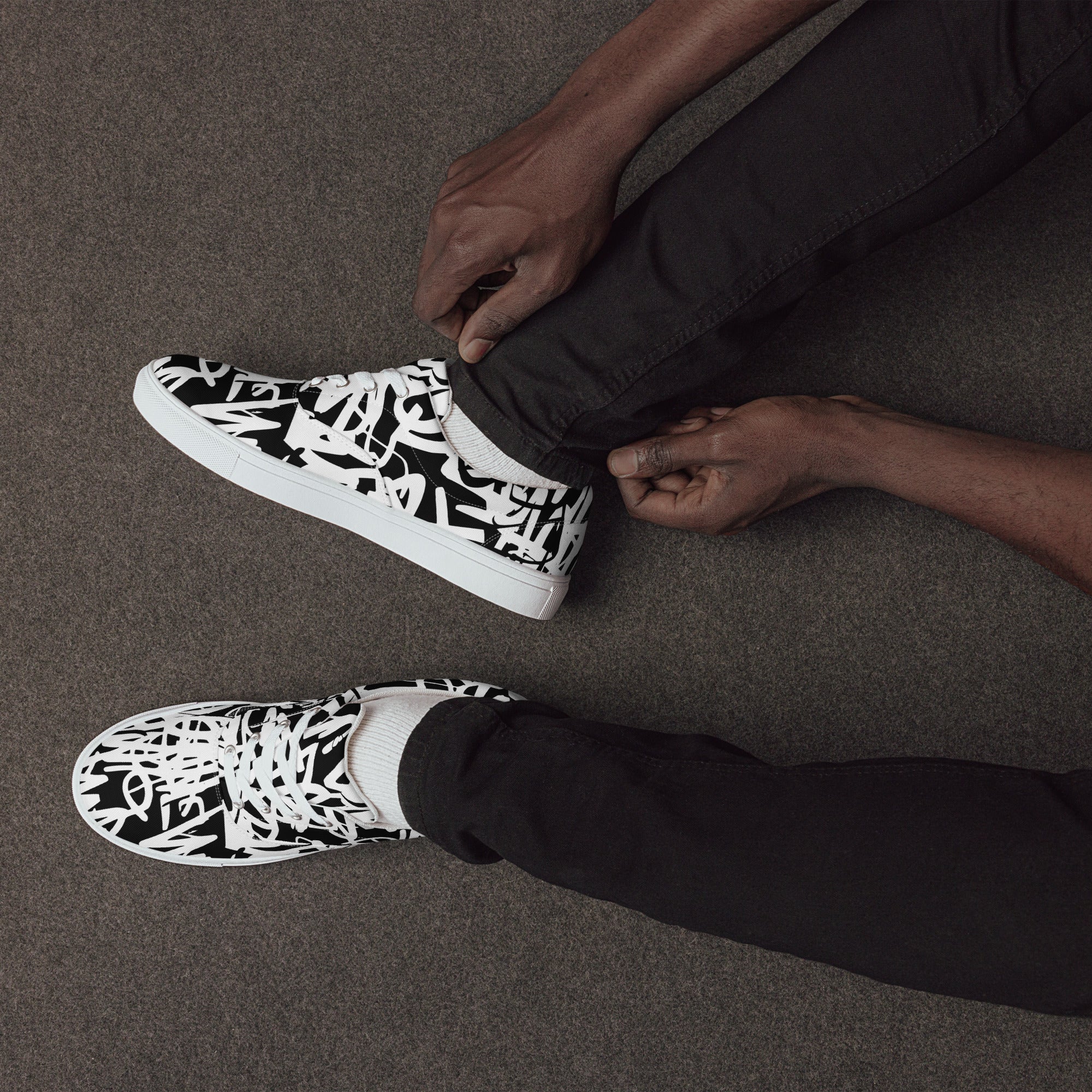 Graffiti - Men’s lace-up canvas shoes Mens Lace Up Canvas Shoes Printed Offshore